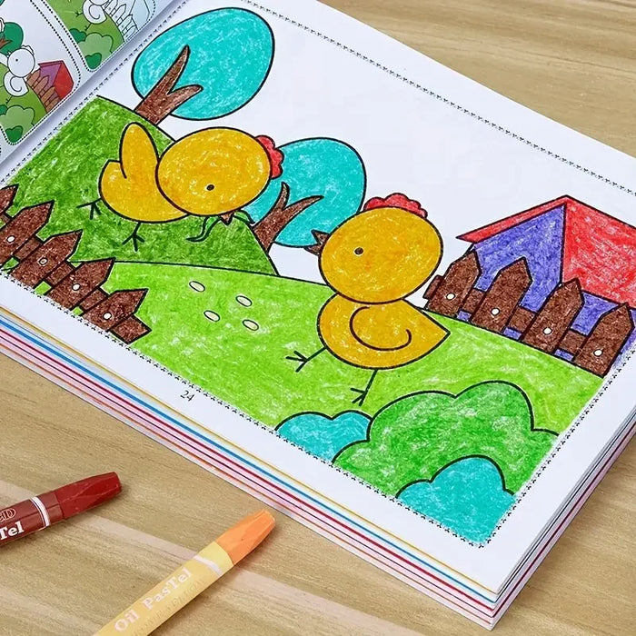 A sailboat and palm tree page from the Little Hands Coloring Book
