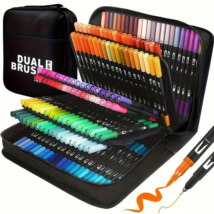Double-Ended Watercolor Brush Markers, 24 Colors by Wonder Pencil
